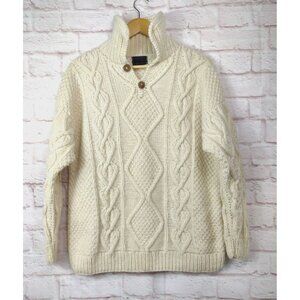 Handmade Fisherman Cable Knit Wool Sweater Collar NO Size Tag El Gringo Ecuador